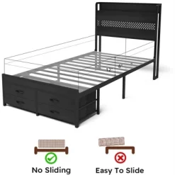 Twin Bed Frames With Headboard, Twin Size Bed Frames With Storage Drawers, Twin Bed, Metal Platform Bed Frame -Garvee GUEST e49d49c3 bf5f 4489 9ec1 a094134587f8