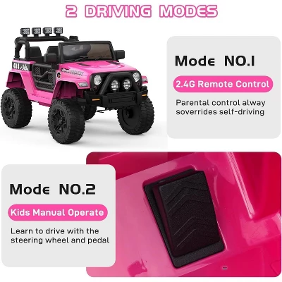 12V Kids Electric Ride-On Truck With One-Button Start, Remote Control, Dual Doors, LED Lights & Spring Suspension 8 12V Kids Electric Ride-On Truck With One-Button Start, Remote Control, Dual Doors, LED Lights & Spring Suspension - Image 6