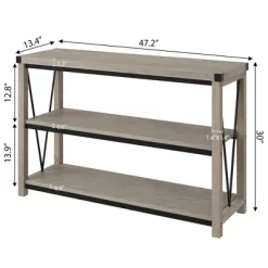 Farmhouse Entryway Table,47 Inch Narrow Long Console Table With Storage, 3 Tier Wood Console Table For Living Room, Behind Couch Table