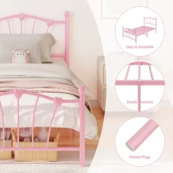 Garvee Twin Bed Frame For Girls, Metal Twin Size Bed Frame With Sweet Heart-Shape Headboard And Footboard, No Box Spring Needed, Easy Assembly -Garvee GUEST e4f63a6d a3ac 4953 bf8a d5cad4af9621