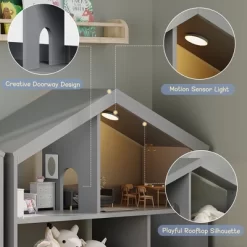 Kids Bookshelf, Toy Storage Organizer, Wooden Kids Bookcase With Motion Sensor Light, Dollhouse Bookcase For Playroom Bedroom Nursery Classroom -Garvee GUEST e4f871e7 0153 4119 bcd7 adb200efc746