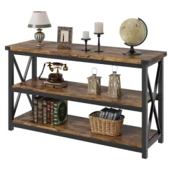 Whizmax Industrial Console Table For Entryway, 47.2" Narrow Entryway Table With Storage, 3 Tier Wood Sofa Table For Living Room, Hallway, ,Entryway -Garvee GUEST e5808ed5 2efb 4931 bfcb 020409709f82