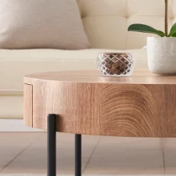 Round Coffee Table With Storage With Drawers Farmhouse Circle Table, Easy To Assemble Wood Accent Center Table -Garvee GUEST e5bf3e9c 9a9b 4ae2 89a0 263d0c24db80
