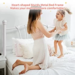 Twin Size Bed Frame With Iron-Art Sweet Heart Headboard & Footboard -Garvee GUEST e5c4ec9f 3bc0 4b89 b966 987a4eac74b9