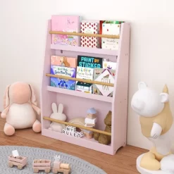 3 Tier Floor Standing Bookshelf, Modern Open Storage Display Bookshelf, Kids Bookcase Storage Organizer For Living Room Kids Room Nursery White