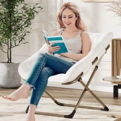 2PCS Comfy Chair For Adults, Foldable Living Room Chairs, Soft Faux Fur Folding Lounge For Bedroom Living Room Dorm Rooms, Flexible Reading Chair -Garvee GUEST e638c2b3 1be7 4551 b9b8 e52cfb75353f