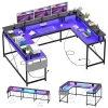 U Shaped Computer Gaming Desk, Reversible L Shaped Desk With Power Outlets, LED Strip & Monitor Stand 2 U Shaped Computer Gaming Desk, Reversible L Shaped Desk With Power Outlets, LED Strip & Monitor Stand -Garvee GUEST e63f3331 4f1b 47b6 ae70 57cabf3065e5