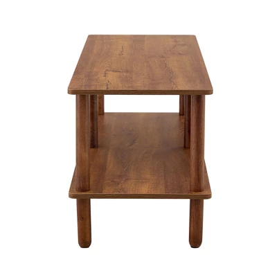 Modern 2-Tier Coffee Table For Living Room Furniture, Center Table With Open Storage Shelf, Rounded Rubberwood Legs 7 Modern 2-Tier Coffee Table For Living Room Furniture, Center Table With Open Storage Shelf, Rounded Rubberwood Legs - Image 5