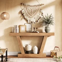 63" Console Table, 2-Tier Farmhouse Narrow Entryway Table , Sofa Table, Console Tables For Entryway -Garvee GUEST e71ee059 4030 43dc 8a4e 618bb8efd411