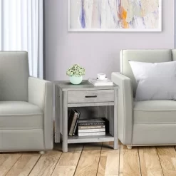 Garvee Farmhouse Gray Nightstand With Drawer And Storage Shelf For Bedroom Living Room -Garvee GUEST e72d5805 9148 4529 ace4 fcbeaa6ea0a9