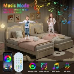 Whizmax Twin Velvet Platform Bed - Adjustable Bear Headboard With RGB LED Lights, Noise-Free Kids Bed Frame, No Box Spring 13 Whizmax Twin Velvet Platform Bed - Adjustable Bear Headboard With RGB LED Lights, Noise-Free Kids Bed Frame, No Box Spring -Garvee GUEST e73f2834 7e33 451b 981a a49453462551