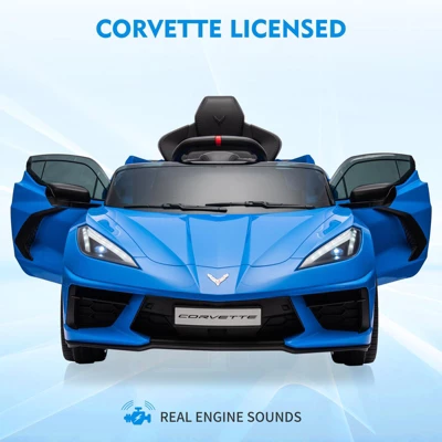 Ride On Sports Car, 12V Battery Powered Car For Kids, Licensed Corvette Kids Electric Car Toy, With RC, Visual Dashboard, Music 4 Ride On Sports Car, 12V Battery Powered Car For Kids, Licensed Corvette Kids Electric Car Toy, With RC, Visual Dashboard, Music - Image 2