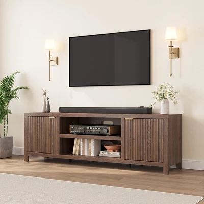 Garvee 70" TV Stand Entertainment Center With Storage, Fluted Door And Gold Handle, Wooden Media Console Cabinet For Living Room, Bedroom 8 Garvee 70" TV Stand Entertainment Center With Storage, Fluted Door And Gold Handle, Wooden Media Console Cabinet For Living Room, Bedroom - Image 6