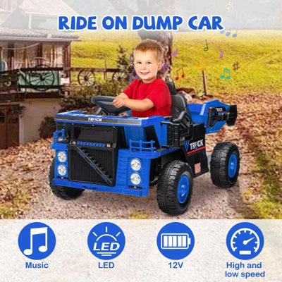 Ride On Dump Truck, 12 Volt Ride On Toys With Electric Dump Bed, Electric Car For Kids With Remote Control, Shoel, LED Lights, Musci Player 6 Ride On Dump Truck, 12 Volt Ride On Toys With Electric Dump Bed, Electric Car For Kids With Remote Control, Shoel, LED Lights, Musci Player - Image 5