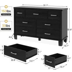 Whizmax Dresser For Bedroom With 7 Drawers, Modern Chest Of Drawers Closet With Metal Handle, Wooden Dresser Organizer, For Bedroom, Living Room