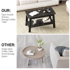 2-Tier Industrial Coffee Table With Storage Shelf For Small Apartment Living Room -Garvee GUEST eac3e27c e48a 4da1 80e8 6a6d551cce67