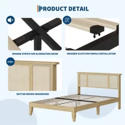 Garvee Bed Frame With Natural Rattan Headboard, Wood Slat Support, Metal Base 16 Garvee Bed Frame With Natural Rattan Headboard, Wood Slat Support, Metal Base -Garvee GUEST ebad3dbb 787e 4bc7 b47c 0262b7f2fca7