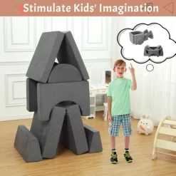 8Pcs Modular Kids Couch Sofa Set For Playroom Bedroom, Grey Comfort Toddler Convertible Sofa Foam Playset -Garvee GUEST ec22e033 1873 49ac 8825 bd8ab492316c