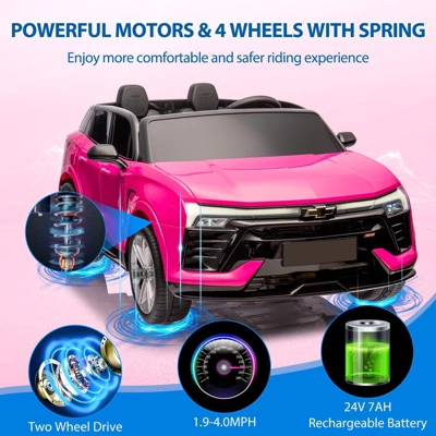 24V Kids Ride On Car, 2-Seater SUV Licensed Chevrolet Blazer Electric Car W/Parent Remote Control, 3 Speeds 5 24V Kids Ride On Car, 2-Seater SUV Licensed Chevrolet Blazer Electric Car W/Parent Remote Control, 3 Speeds - Image 3