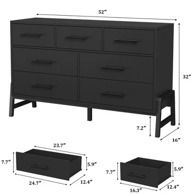 Garvee 7 Dresser For Bedroom, Freestanding 52" Wide Drawer Dresser With Storage, Wooden Closet Storage Chest For Living Room, Bedroom 4 Garvee 7 Dresser For Bedroom, Freestanding 52" Wide Drawer Dresser With Storage, Wooden Closet Storage Chest For Living Room, Bedroom - Image 2
