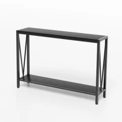 Industrial-Style Narrow Long Entryway Console Table With 2-Tier Shelves -V-Shaped Design Slim Sofa Tables With Sturdy Metal Frame -Garvee GUEST ecf3f687 5b44 4f8b b648 a8aaca74889b 1