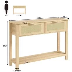 Entryway Table With 2 Drawers, Console Table For Entryway, Wooden Sofa Table With Storage, Boho Console Table For Living Room, Hallway Foyer Table -Garvee GUEST edafff3a 363a 43a4 b3ab 54d551a9e00f