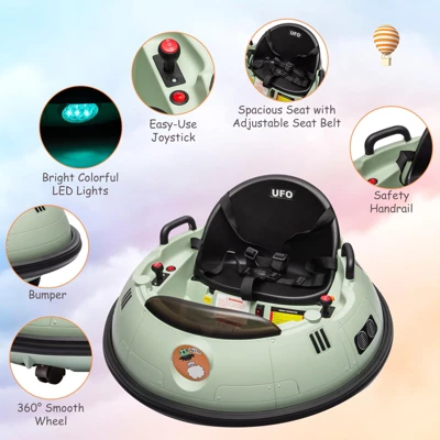 Ride On Bumper Car, 12V Electric Kids Car With Remote Control, Safety Belt, Music, Flashing Lights, 360 Degree Spin 3 Ride On Bumper Car, 12V Electric Kids Car With Remote Control, Safety Belt, Music, Flashing Lights, 360 Degree Spin