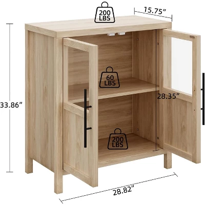 Sideboard Buffet Cabinet With Glass Doors, 29" Large Buffet Cabinet With Storage, Farmhouse Storage Cabinet Table For Kitchen Dining Room 4 Sideboard Buffet Cabinet With Glass Doors, 29" Large Buffet Cabinet With Storage, Farmhouse Storage Cabinet Table For Kitchen Dining Room - Image 2