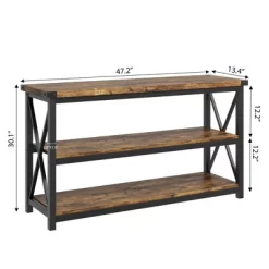 Whizmax Industrial Console Table For Entryway, 47.2" Narrow Entryway Table With Storage, 3 Tier Wood Sofa Table For Living Room, Hallway, ,Entryway -Garvee GUEST ef95e85a 1b16 4275 97db f66db0dc6a10