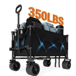 Heavy Duty Foldable Wagon For Beach, Extra Large Collapsible Foldable Wagon For Camping, All Terrain Beach Wagons Extended With Cup Holders For Sand -Garvee GUEST f0685fae 07e1 40c8 9080 c91bc9a63dc9
