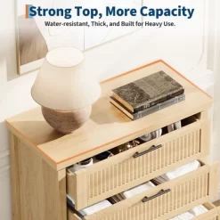 Fluted Drawer Dresser For Bedroom, Mid Century Modern Chest Of Drawers, Wooden Fluted Dresser Chest With Clothes Storage Cabinet, Oak & White 20 Fluted Drawer Dresser For Bedroom, Mid Century Modern Chest Of Drawers, Wooden Fluted Dresser Chest With Clothes Storage Cabinet, Oak & White -Garvee GUEST f0f9f83c ad6e 43dc a644 a7b15e43fe2c