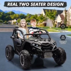 24V 2-Seater Kids Ride-On UTV Truck With Remote Control, 4WD Electric Truck Toy Car With Music, LED Lights,Battery Powered Toy For Boys & Girls,Black -Garvee GUEST f17b0ca0 db74 403b b73f 1b1f12b8b9c2