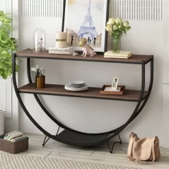 Console Table, Entryway Table With 2-Tier Open Storage Shelf, Industrial Design Display Shelf, Hallway Console Sofa Table For Living Room Hallway -Garvee GUEST f25a904d ca3b 44f2 935d aa214ee4bd6a