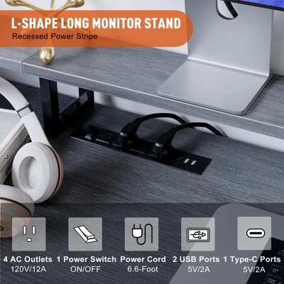 Garvee 76" Reversible L Shaped Computer Desk With File Drawer & With Power Outlet, Gaming Desk With Monitor Shelf, Corner Desk For Home Office 9 Garvee 76" Reversible L Shaped Computer Desk With File Drawer & With Power Outlet, Gaming Desk With Monitor Shelf, Corner Desk For Home Office - Image 7