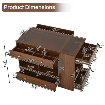 Wardrobe Closet Island With Glass Tabletop, Armoire Bedroom Island With 6 Drawers, Jewelry Storage Vanity Island, Walk In Wardrobe Furniture 4 Wardrobe Closet Island With Glass Tabletop, Armoire Bedroom Island With 6 Drawers, Jewelry Storage Vanity Island, Walk In Wardrobe Furniture - Image 2