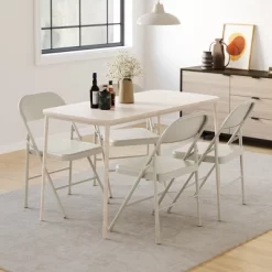 Folding Chairs 4 Pack, Sturdy Metal Frame Supports Up To 350 Lbs Portable Folding Chairs Ideal For Dining, Living, Office, And Outdoor Events