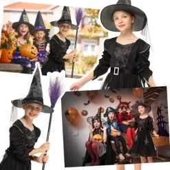 Garvee Black Witch Costume For Girls--Halloween Plush Witch Dress With Hat 18 Garvee Black Witch Costume For Girls--Halloween Plush Witch Dress With Hat -Garvee GUEST f3742b65 8056 4d8e 8e01 f394b1065a16
