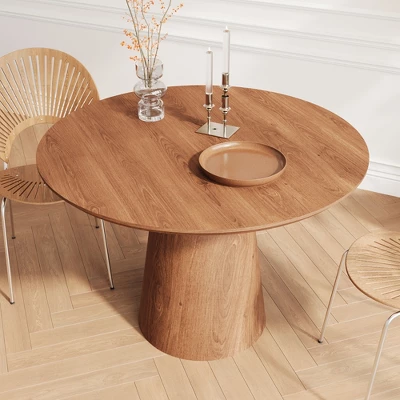43.31" Round Dining Table, Modern Pedestal Dining Table, Leisure End Table For Living Room Dining Room Cafe Kitchen Small Space 4 43.31" Round Dining Table, Modern Pedestal Dining Table, Leisure End Table For Living Room Dining Room Cafe Kitchen Small Space - Image 2