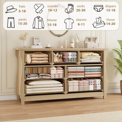 Garvee 7 Dresser For Bedroom, 54" Wide Drawer Dresser With Storage Freestanding, Wooden Closet Storage Chest For Living Room, Natural Oak 8 Garvee 7 Dresser For Bedroom, 54" Wide Drawer Dresser With Storage Freestanding, Wooden Closet Storage Chest For Living Room, Natural Oak - Image 6