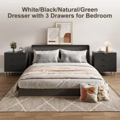 Garvee White 3 Drawer Dresser For Bedroom, Large Nightstand Chest Of Drawers, Modern Wood Storage Dresser Organizer For Hallway, Entryway -Garvee GUEST f3f0c0a1 c076 4928 b064 8193fc4bee11