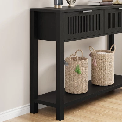 Farmhouse Entryway Table,43 Inch Wood Console Table With 2 Drawers,2 Tier Sofa Table With Storage For Living Room, Foyer Tables For Entryway 8 Farmhouse Entryway Table,43 Inch Wood Console Table With 2 Drawers,2 Tier Sofa Table With Storage For Living Room, Foyer Tables For Entryway - Image 6