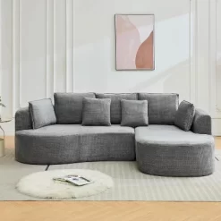 106'' Curved Modular Sectional Sofa With Chaise & Sleeper, Chenille Fabric, No Assembly For Living Room/Apartment/Bedroom -Garvee GUEST f44e445b e5a9 4c27 b734 0a65bcfc7705