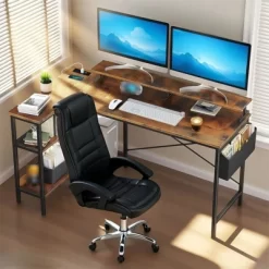 Reversible L Shaped Computer Desk, 47'' Gaming Desk With Monitor Stand & Storage Shelves, Corner Office Desk For Home Office Bedroom Small Space -Garvee GUEST f472ffff 81dc 4b74 a2f3 43f2af76b9b6