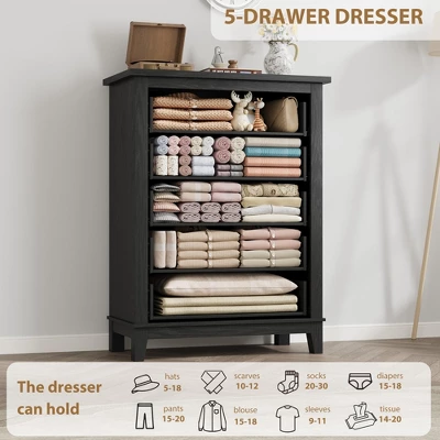 Freestanding 41.3" Tall Vertical Drawer Dresser With Storage , Wooden Closet Storage Chest For Living Room, Bedroom, Entryway, Bedroom 7 Freestanding 41.3" Tall Vertical Drawer Dresser With Storage , Wooden Closet Storage Chest For Living Room, Bedroom, Entryway, Bedroom - Image 5