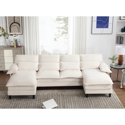4 Seater U Shaped Modular Sectional Sofa Couch For Living Room, Corner Sofa With 4pcs Waist Pillows 6 4 Seater U Shaped Modular Sectional Sofa Couch For Living Room, Corner Sofa With 4pcs Waist Pillows - Image 4