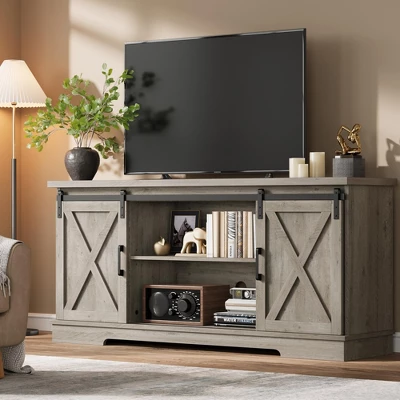 Farmhouse Tv Stand For 65 Inches TVs, Entertainment Center With Storage And Sliding Barn Doors, Adjustable Shelf TV Console Table For Living Room 11 Farmhouse Tv Stand For 65 Inches TVs, Entertainment Center With Storage And Sliding Barn Doors, Adjustable Shelf TV Console Table For Living Room - Image 9