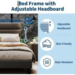 Full/ Queen/ King Bed Frame With Adjustable Headboard, Fabric Upholstered And Wooden Slats Support, Heavy Duty Mattress Foundation 14 Full/ Queen/ King Bed Frame With Adjustable Headboard, Fabric Upholstered And Wooden Slats Support, Heavy Duty Mattress Foundation -Garvee GUEST f53e7eb1 9d21 4dd1 bdc0 094ffbdc8c9c