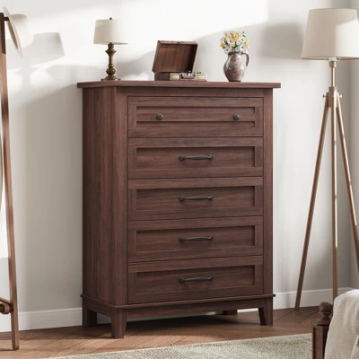 Freestanding 41.3" Tall Vertical Drawer Dresser With Storage , Wooden Closet Storage Chest For Living Room, Bedroom, Entryway, Bedroom 10 Freestanding 41.3" Tall Vertical Drawer Dresser With Storage , Wooden Closet Storage Chest For Living Room, Bedroom, Entryway, Bedroom - Image 8