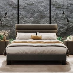 Full/ Queen/ King Bed Frame With Adjustable Headboard, Fabric Upholstered And Wooden Slats Support, Heavy Duty Mattress Foundation 20 Full/ Queen/ King Bed Frame With Adjustable Headboard, Fabric Upholstered And Wooden Slats Support, Heavy Duty Mattress Foundation -Garvee GUEST f5fd7f5d 30eb 4a11 a689 c6dee0d66434