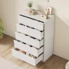 Garvee 5 Tall Wooden Drawer Dresser, Modern 5 Chest Of Drawers With Storage Freestanding, For Bedroom, Living Room, White